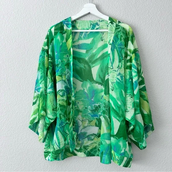 Vintage Tropical Print Kimono Top - Picture 2 of 6